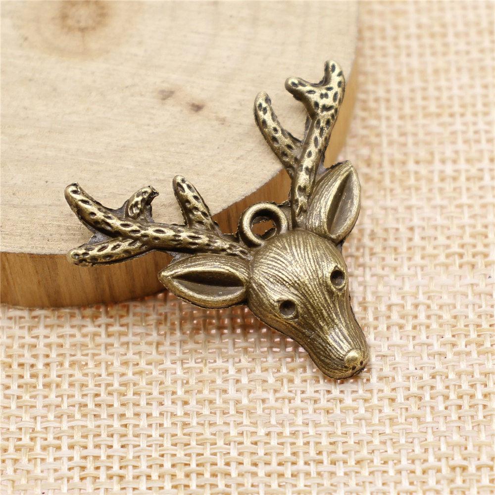 10 Pieces Antique Bronze Reindeer Charms