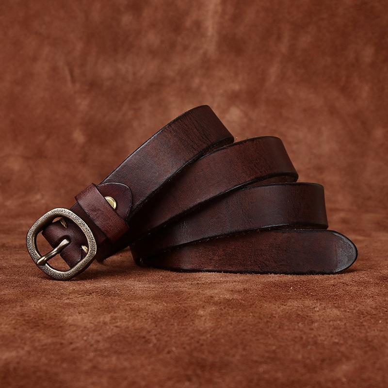 Retro Hong Kong Style Fashion Trend Versatile Decorative Thin Belt Women'S Genuine Leather First Layer Cowhide Needle Buckle Women'S Narrow Belt Wome
