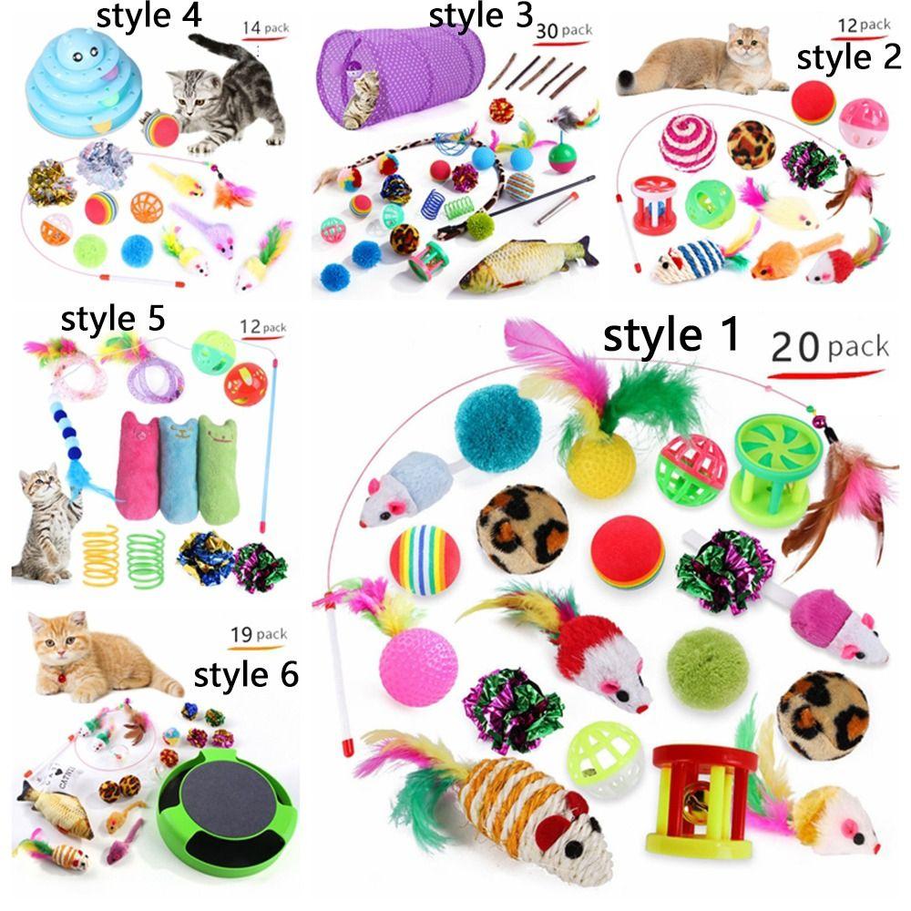 Mouse Shape Balls Pet Cat Toys Set Foldable Cat Tunnel Toys Funny Cat Stick  Kitten Training