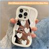 Lovely White Heart Makeup Mirror Case For iPhone 14 15 16 Pro Max 13 11 12 14 Plus XS X XR Shockproof Soft Silicone Cover