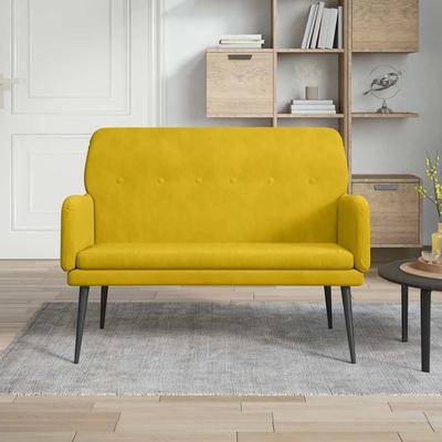 Bench, Yellow, 108X79X79 Cm, Upholstered with Velvet