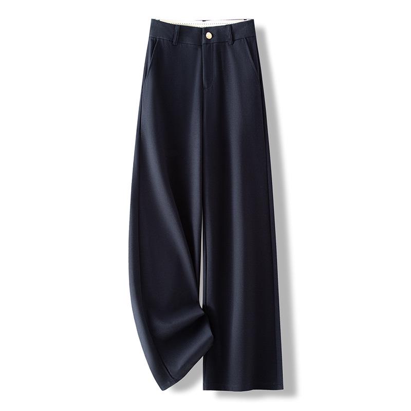 

Spring/Summer 2026 Tencel Cotton Slim Straight-Leg Trousers - Flattering, Lightweight Casual Suit Pants 28/L [Recommended 105-115 jin] темно-синий