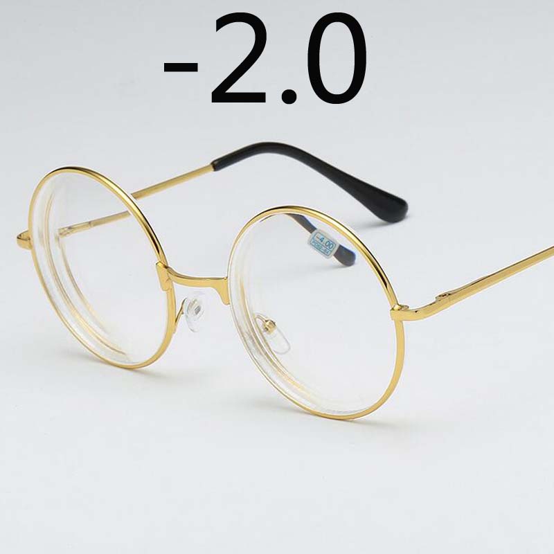 Round Glasses Woman Men Glasses Retro Myopia Optical Metal Frames Clear Lens Black Silver Gold Eyeglasses -1.0 -1.5 -2.0 To -4.0
