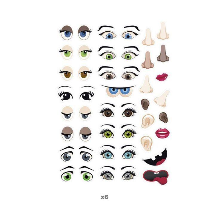 744 gommettes adhésives - yeux et visage