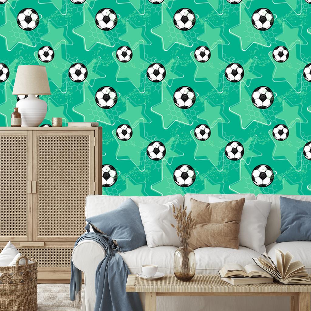 Soccer Balls In Front of the Stars Wallpaper for Living Room and Bedroom 50x1000