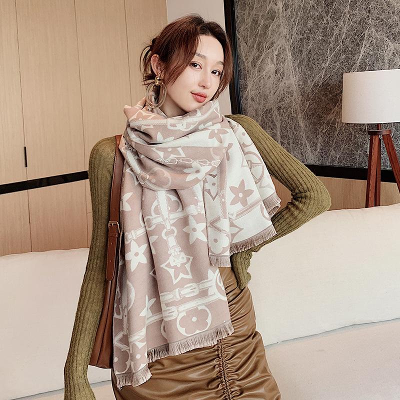 Autumn and Winter Warm Scarf, Women's Winter Imitation Cashmere Warm Thickened Chain Scarf, Dual-purpose Shawl