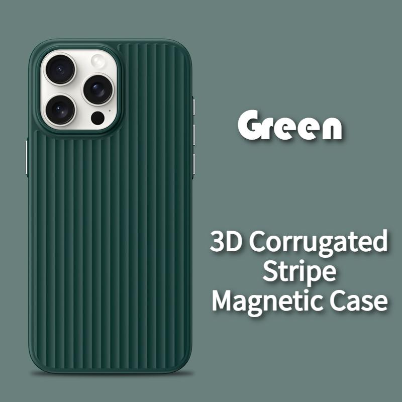 Original 3D Corrugated Texture Luggage Magnetic Cover for IPhone Air 17 16 15 14 13 12 Pro Max for Magsafe Wireless Charge Funda