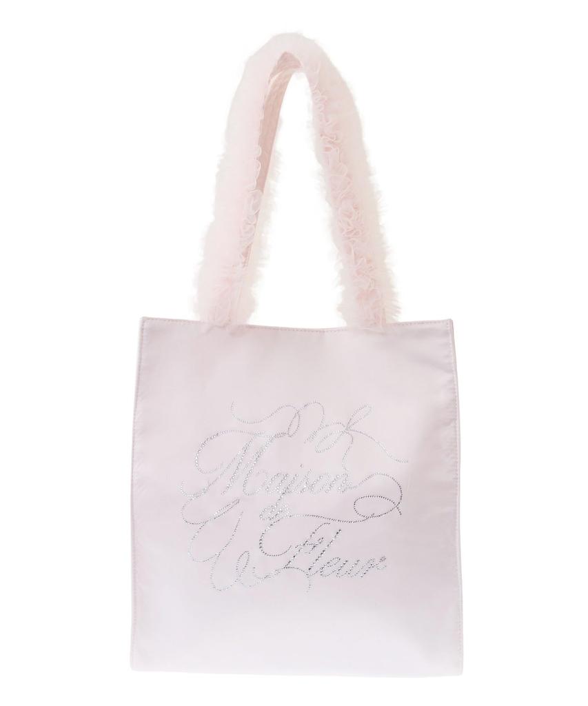 Maison de FLEUR Tulle Handle Rhinestone Tote Bag, Pink, 08000342000