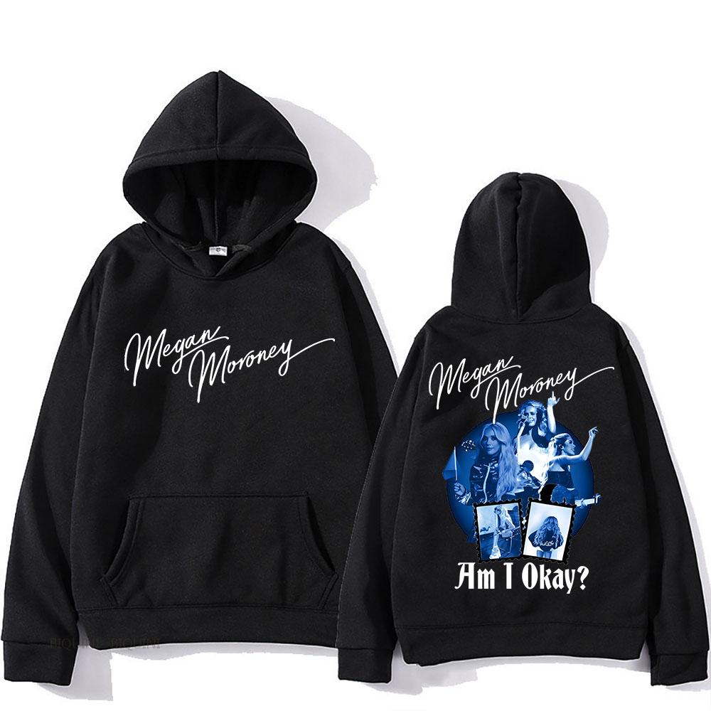 Megan Moroney Am I Okay Hooded Graphic Printing Soft Fleece Sweatshirt With Pocket Casual Hip Hop Clothes