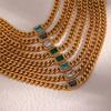 MamacitaSlay High Quality Gold Plated Cuban Chain AAA Zircon Necklaces Bracelets Stainless Steel Waterproof Jewelry for Women