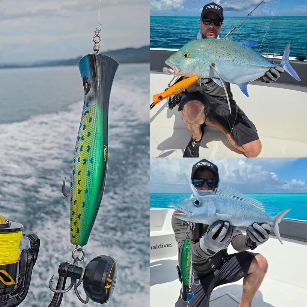 Noeby Sea Fishing Popper Lure, 140mm/74.5g, Offshore, Pop-in-Shore, Long Cast, Splash Popper Lure, Trolling Lure, Topwater Plug, Saltwater Surface Flo