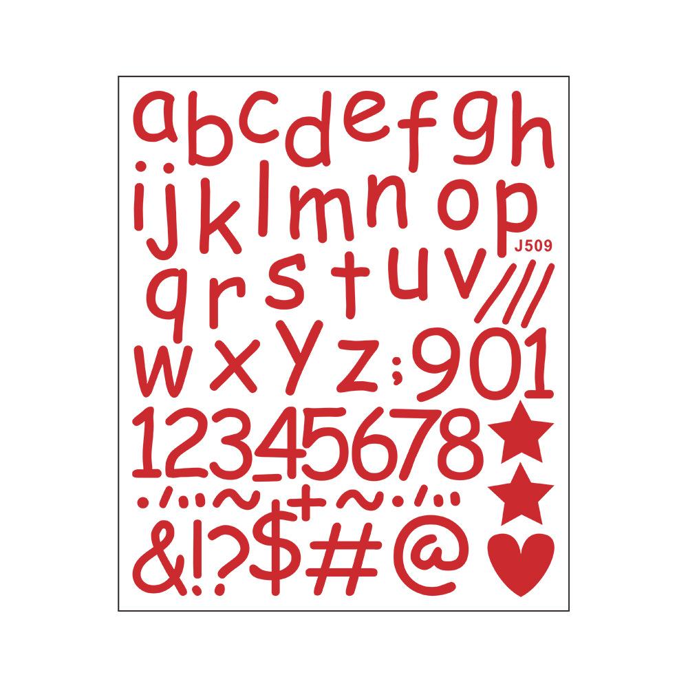 Bemalte englische Buchstaben, Zahlen und Symbole Herz-Kombination Heimverschönerungs- und Dekorationsaufkleber