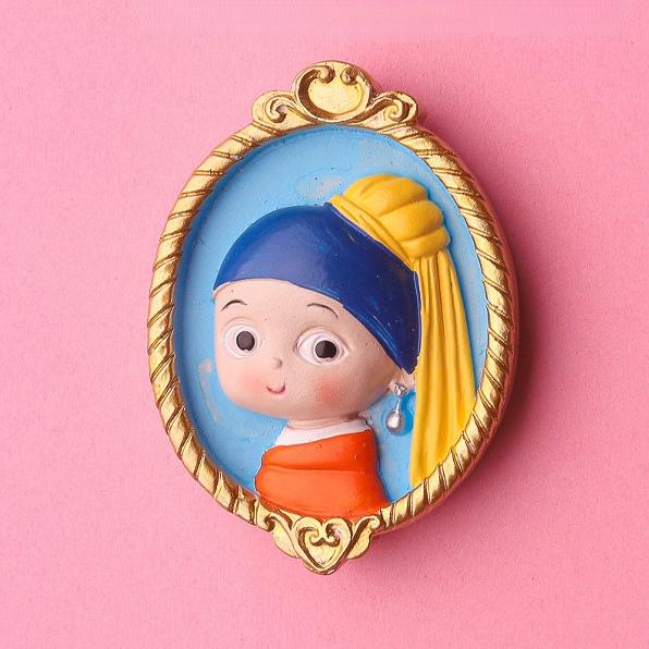 Mini Cute Cartoon World Famous Paintings Fridge Magnets Cute Van Gogh Girl With Pearl Earring Magnetic Stickers for Blackboard