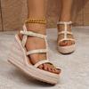 Neue Sommer Espadrille Plateau Keilsandalen Trendige Urlaubs Freizeit Party Damen Sandalen Bequem zum Laufen