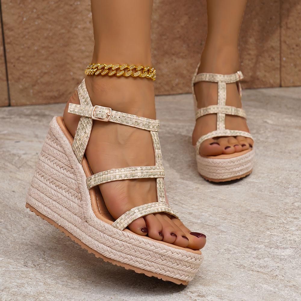 Neue Sommer Espadrille Plateau Keilsandalen Trendige Urlaubs Freizeit Party Damen Sandalen Bequem zum Laufen