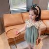 Children Dress Girls Summer Dress Korean Princess Dress Mesh Dress Sleeveless Loose Floral Bow Ruffle Dress