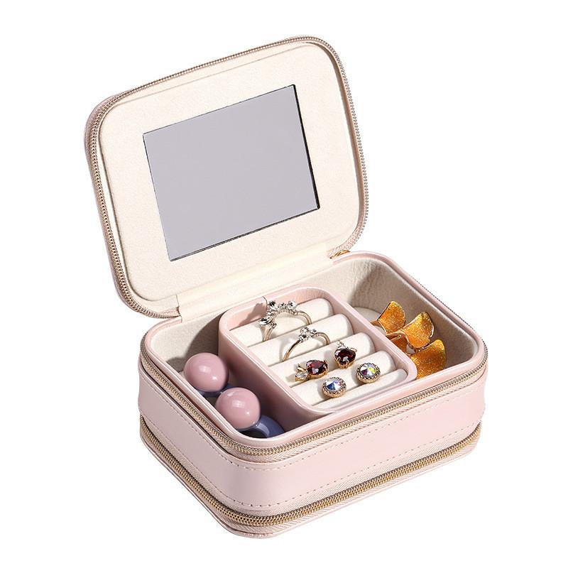 Style Leather Jewelry Box With Divider And Portable Design For Travel