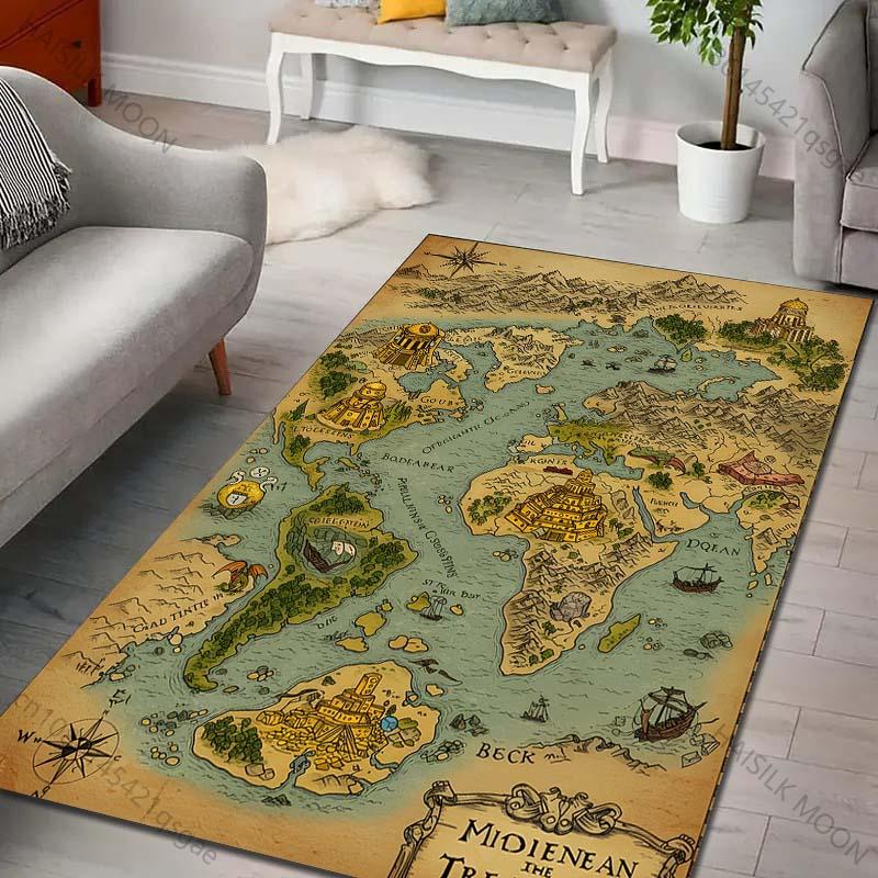 1PC Legendary Treasure Map Carpet for Living Room Bedroom Sofa Home Decor Non-slip Floor Mat Modern Rugs Luxury Gifts