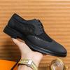 New Men's Fashion Breathable Air Mesh Patchwork Lace Up Oxford Leather Shoes Wedding Prom Homecoming Footwear Zapatos Hombre