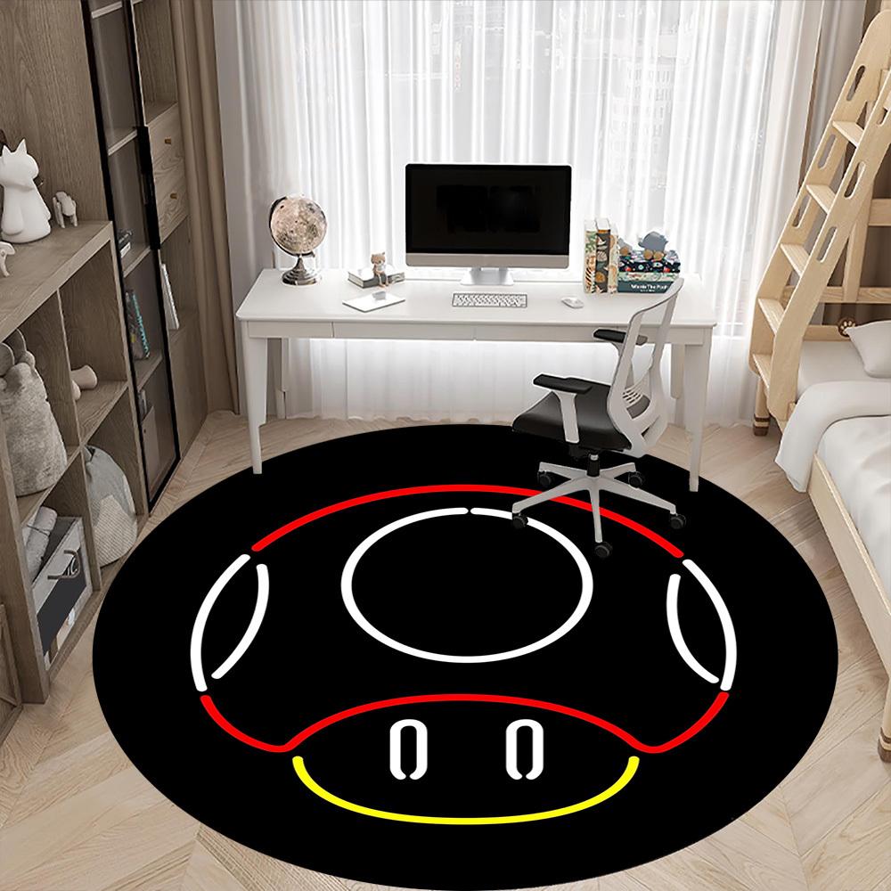 1pc Mushroom Icon Chair Carpet for Office - Indoor Non-Slip Washable Polyester Fiber Carpet, Soft Comfortable Mat For Office yy250928025