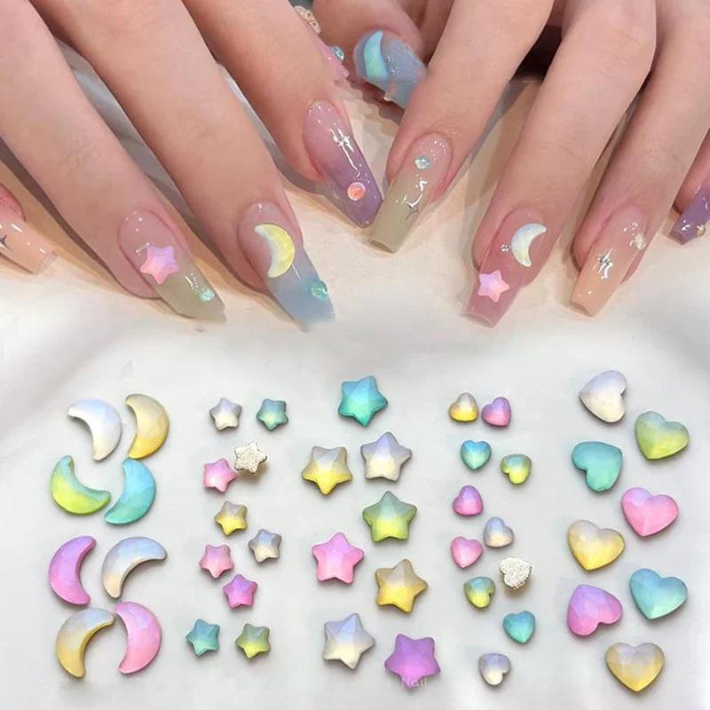 Luxusné Časti na Nechty Love Star Moon Živicové Krištáľové Manikúra Plochá Zadná Strana Kamienky Nechty Accesorios Potreby Dekorácie Prívesky