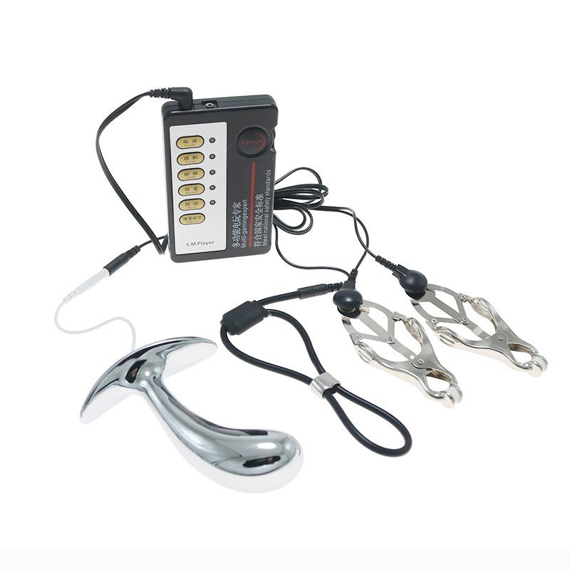 Electric Shock Pulse Nipple Clamp G-Spot Anus Butt Plug Penis Ring Men and Women Passion Training Masturbation Sexy Sex Product