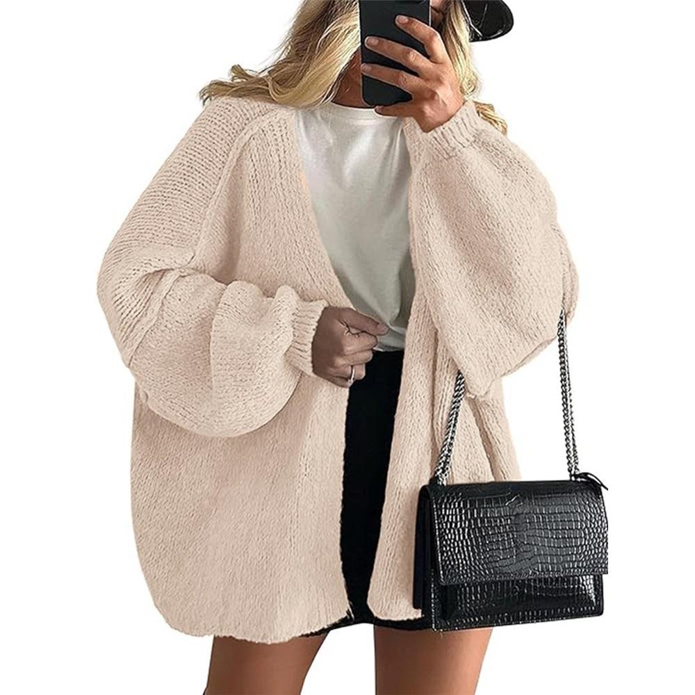 Women's Sweater Solid Color Long-sleeved Casual Loose Cardigan Sweater Jacket