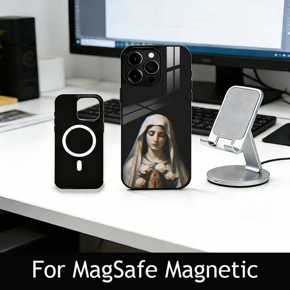 V-Virgin Mary Celestial Grace Phone Case For iPhone17,16,15,14,13,12,11 Plus,Pro Magnetic For Magsafe Wireless Charging