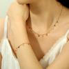 Women 18k Gold Plated Colorful Natural Stone Tassel Clavicle Necklace