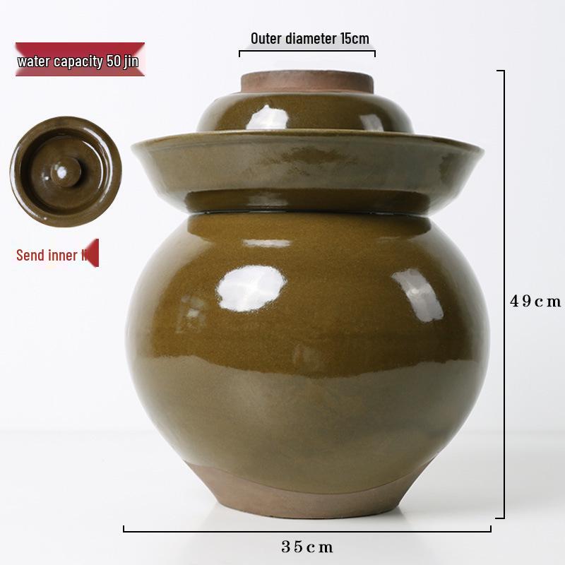 Large Earthenware Sichuan Pickled Vegetable Jar - Traditional Ceramic Sauerkraut Pot for Home Use