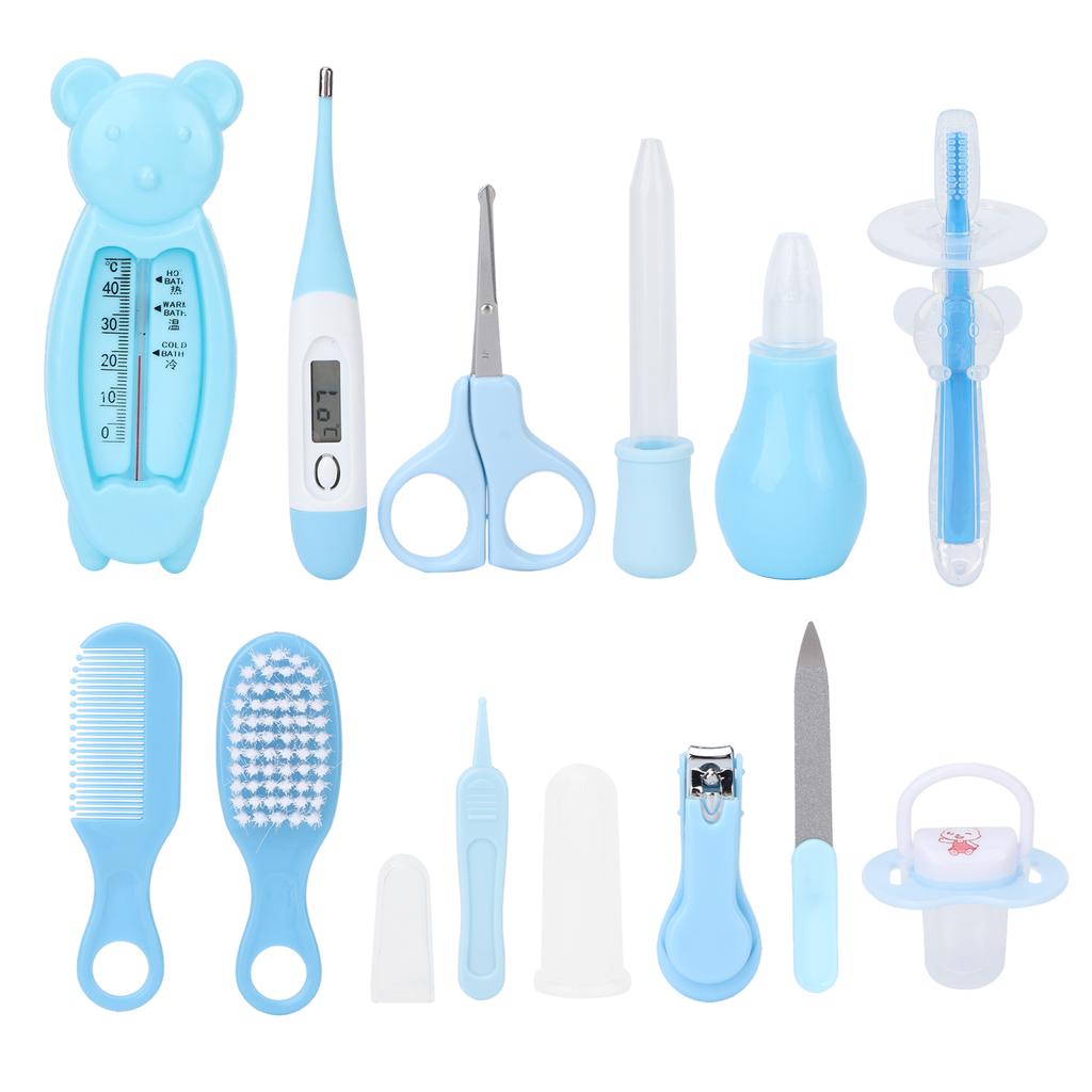 13pcs Baby Health Care Grooming Kit Nail Clipper Thermometer Toothbrush Nasal Aspirator Set