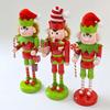 Christmas Nutcracker Figurine Wooden Nutcracker Doll Xmas Decoration Cartoon Desktop Ornament for Office Festival Entrance