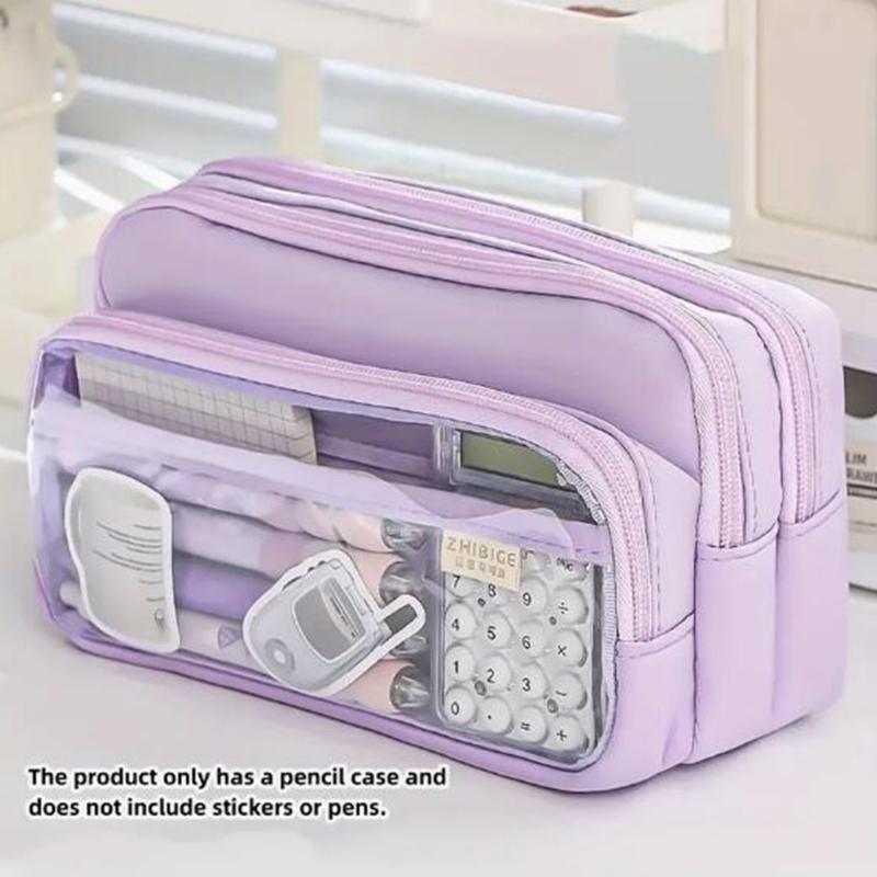 Astuccio Colore Solido Busta Trasparente Coreana per Penne Grande Capacità Borsa Organizer per Cancelleria Materiale Scolastico