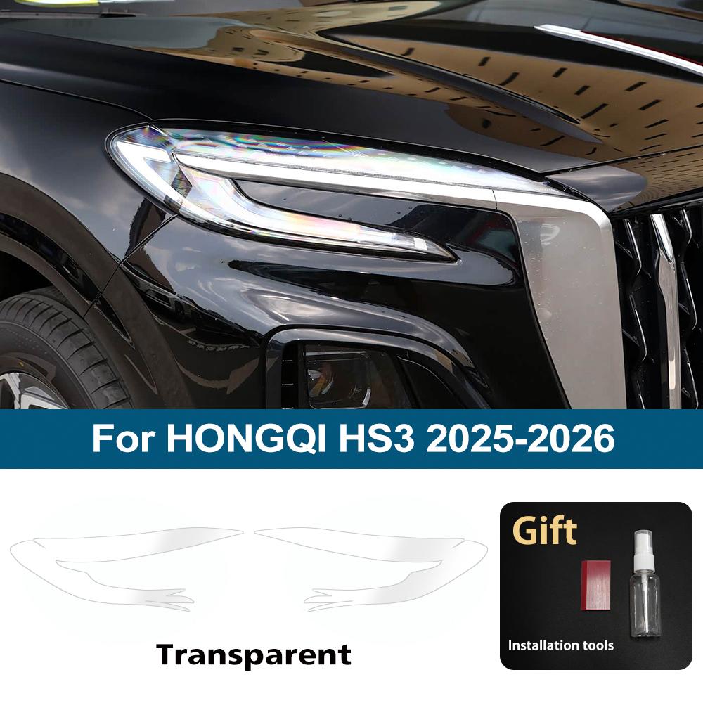 High-Gloss Smoke Black TPU Headlight Protective Film for HONGQI HS3 2026-2026 Pre-Cut PPF Anti-Scratch Vinyl Wrap Film Kit
