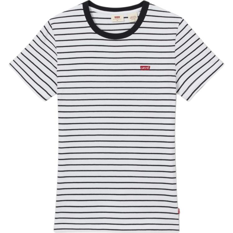 Levis Striped Comfortable Knit Ribbed Crew Neck Short Sleeve T-Shirt Women T-Shirts 0019B-0003