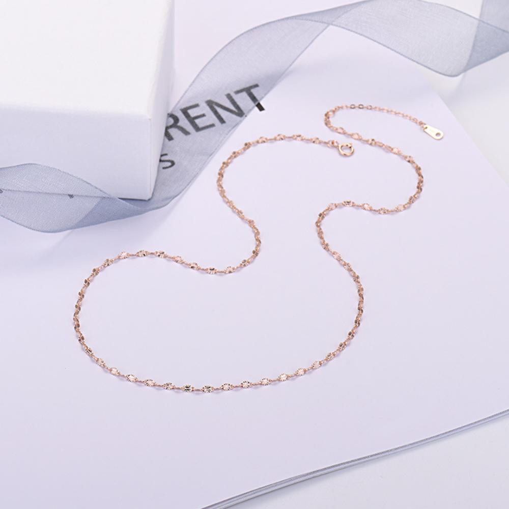 S925 Silver Rose Gold Shiny Lip Necklace Ultra Thin Plain Chain No Pendant Purple Gold Bare Chain