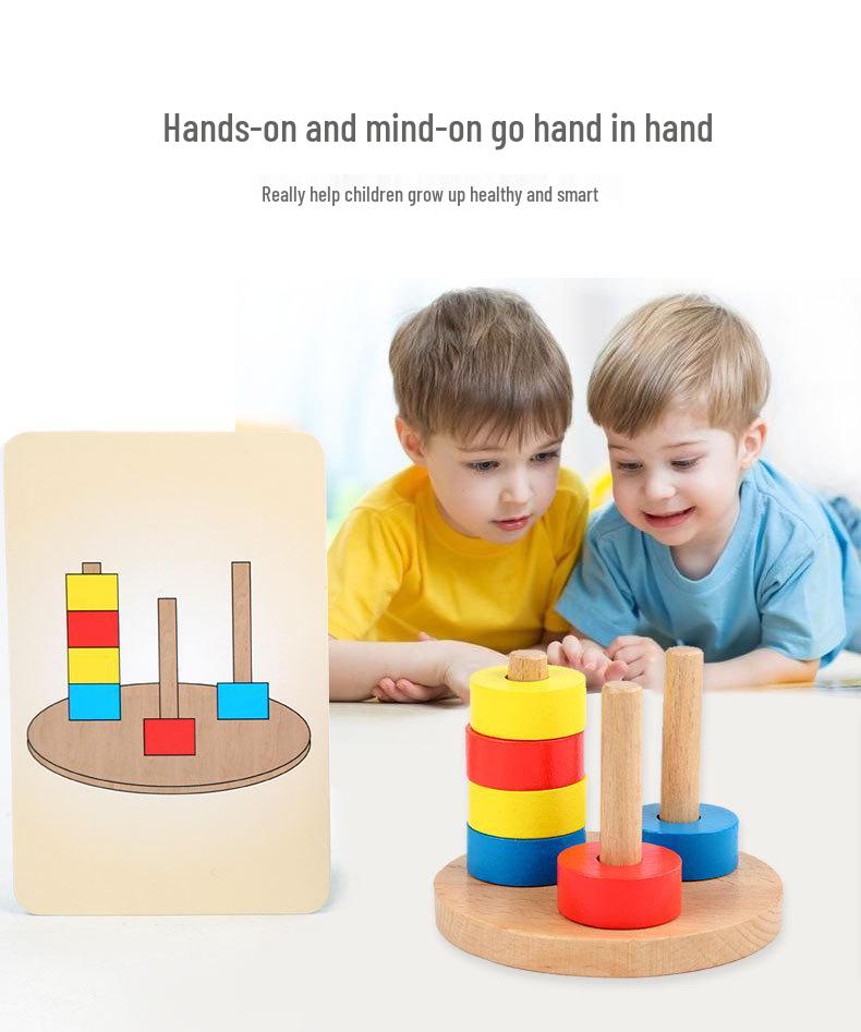 Montessori Colorful Stacking Rings - Interactive 3D Puzzle & Brain Training Wooden Toy for Kids
