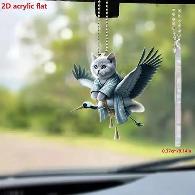 New Angel Wings Cat Acrylic Flat Decorative Pendant Car Backpack Key Chain Accessories Pendant