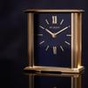 Wm.Widdop Gold Mantel Clock Navy Blue Dial