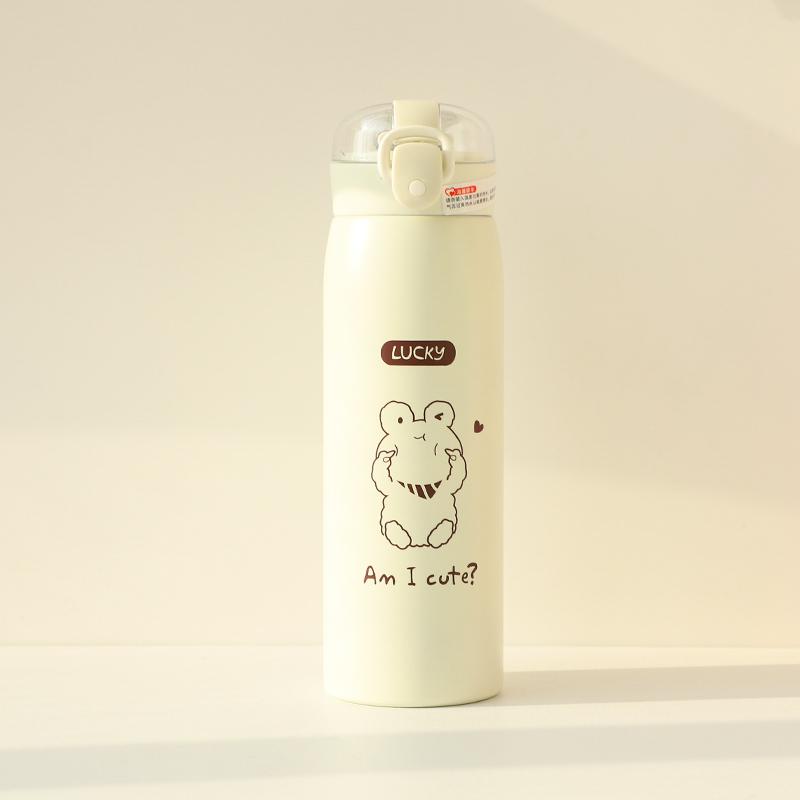 350ml/500ml Cartoon Stainless Steel Vacuum Flasks With Straw Portable Kids Thermos Mug Thermal Water Bottle Tumbler Thermocup