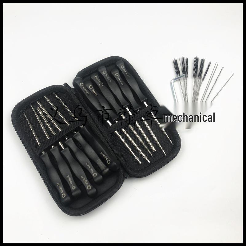 12-Piece Carburetor Screwdriver Set with Brush Cutter and Chainsaw Accessories in Black Leather Case