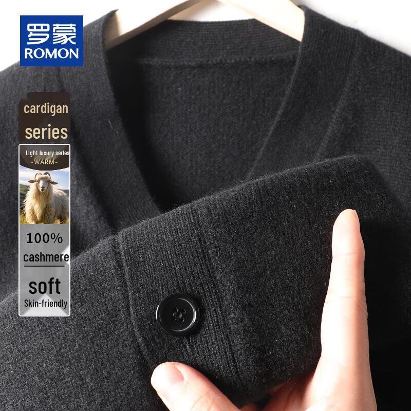ROMON Men's 100% Pure Cashmere V-Neck Cardigan Sweater