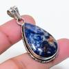 Natural Sodalite Gemstone Handmade 925 Sterling Silver Pendant 1.85" AP-15663
