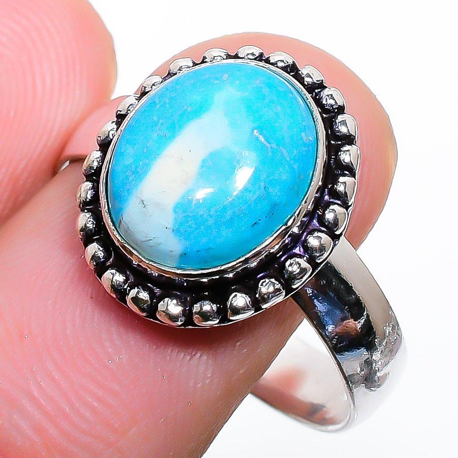 Sleeping Turquoise Gemstone Handmade 925 Sterling Silver Jewelry Ring Size 10.5