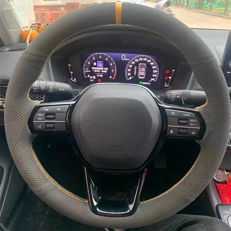

Hand-stitched black Leather non-slip car Steering Wheel Cover For Honda Civic 11th Gen Crv Accord auto parts style 5
