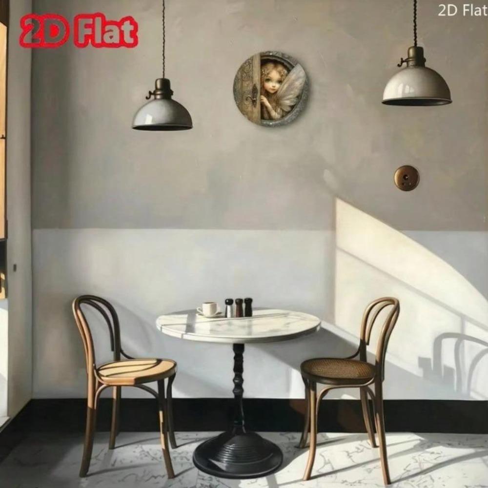 Metal Wall Art Fairy Door 2D Decor Garden Home Enchanted Peeking Vibrant Eyes