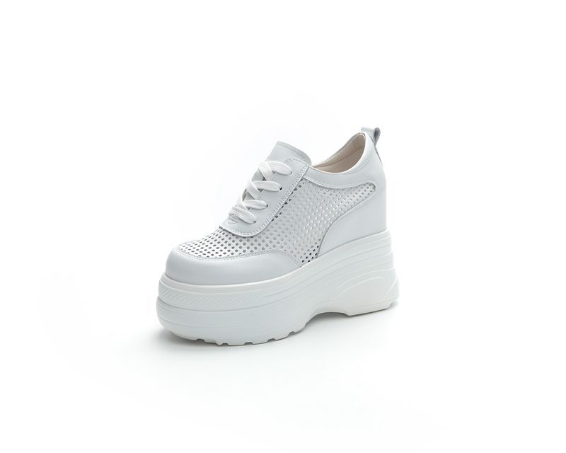 Fashion 11CM Suede Cow Genuine Leather Vulcanize Women Casual Platform Wedge Chunky Sneakers Spring Autumn Contoured Fashion Black Shoes