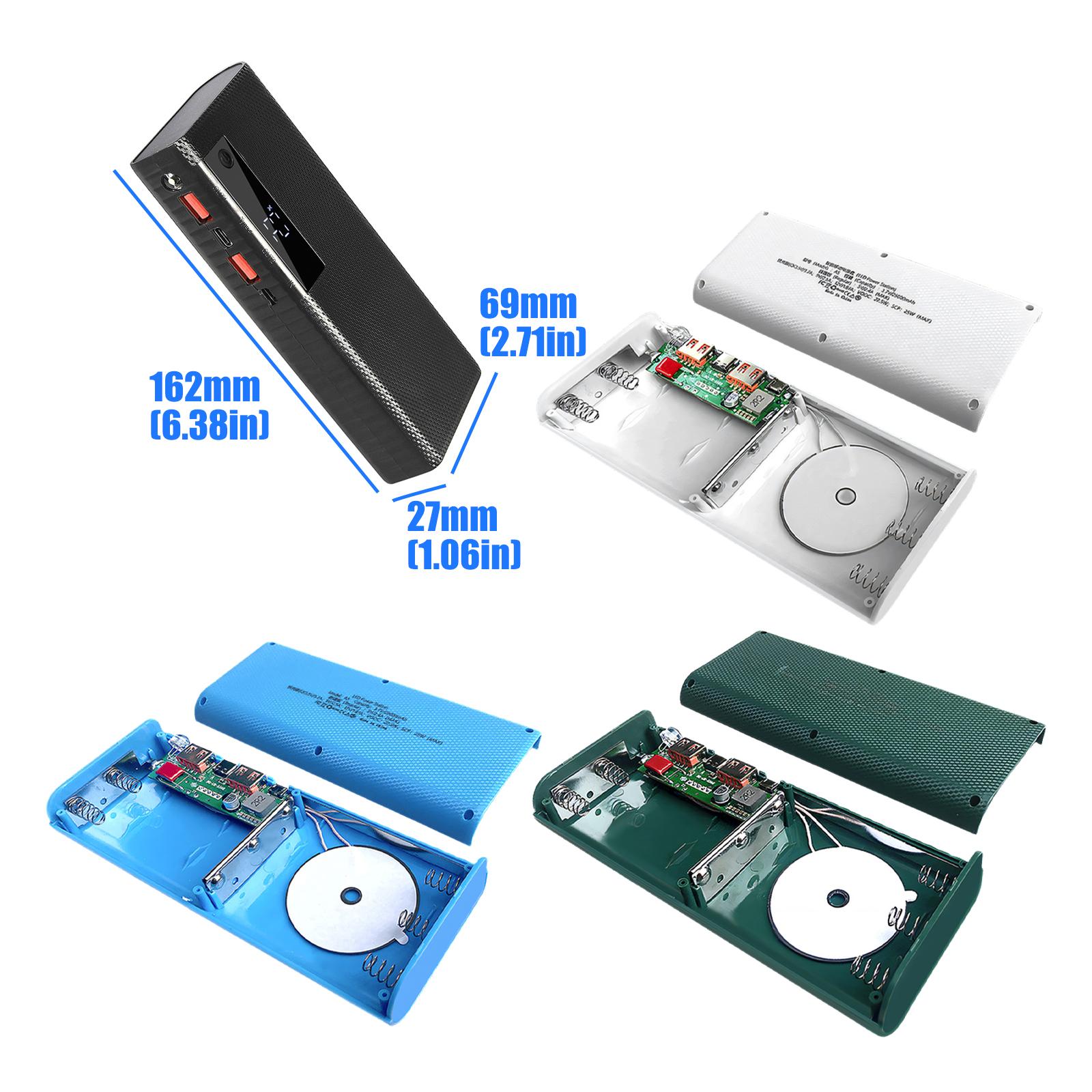 

DIY Mobile Power Supply Case Holds 5pc 20650 Batteries Storage Box Supports Wireless Charging And Fast Type C Input белый
