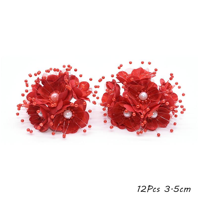 Red Theme Artificial Flower Cherry Stamen Berries Bundle DIY Christmas Decoration Wedding Cake Gift Box Wreaths Xmas Decor