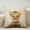 Animal Portrait Bear Lion Tiger Deer Cushion Cover Home Decoration Linen Pillow Cover 45x45cm Sofa Pillow Case Children's Gift